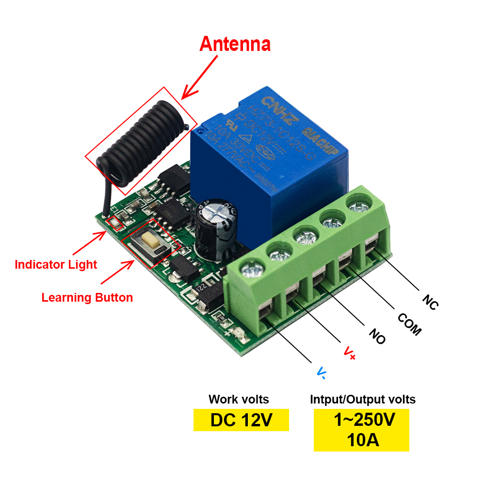 QIACHIP 433MHz DC 12V Wireless - Relay Module 4 Channel review and price