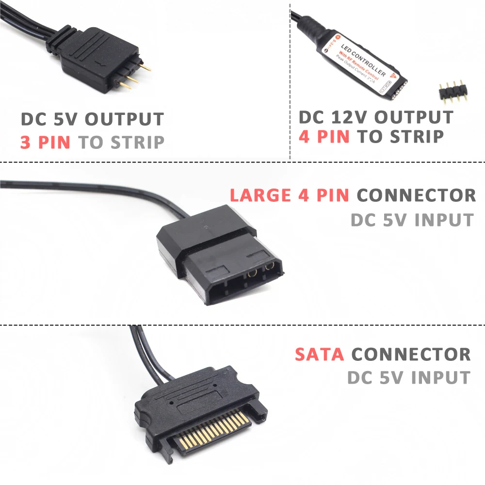 SATA Molex RGB Controller 5V 3 - Ws2812B Strip 5V review and price