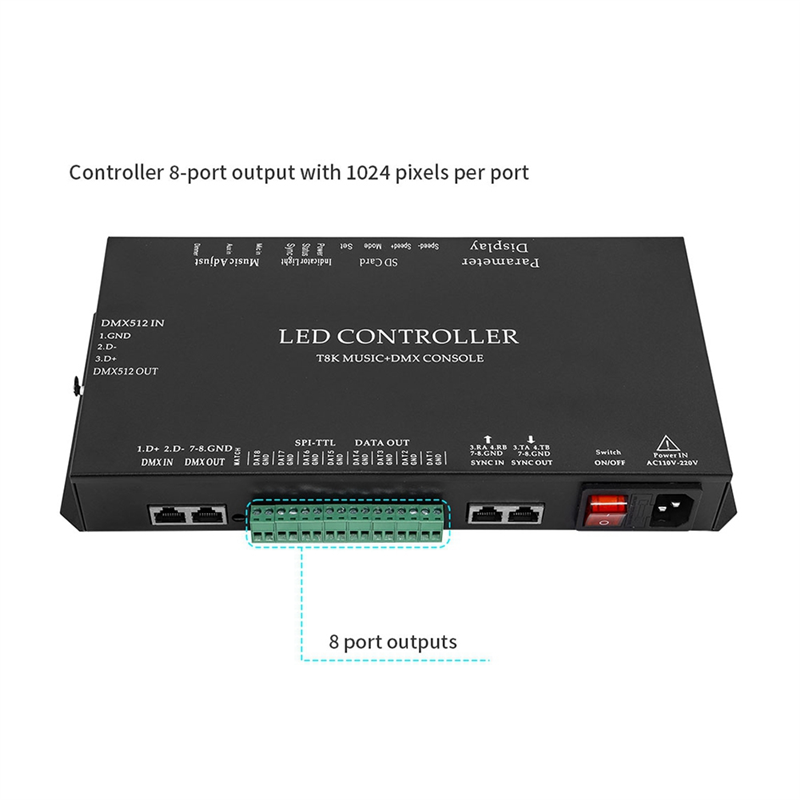 T8K Music+DMX Console 8Channel - Ws2812B review and price