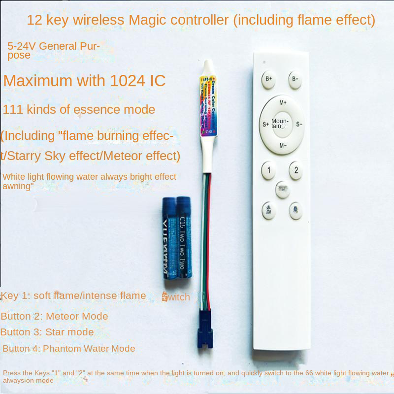 RF 12-key fantasy flame contro - Ws2812B Strip 5V review and price